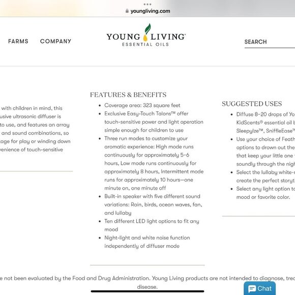 Young Living Diffuser Dewdrop essential oil ultrasonic-new in box- never used - Picture 7 of 7